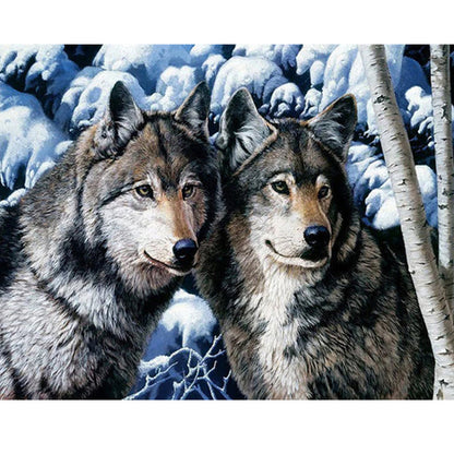 Wolves in Winter 5D diamond painting kit full drill DIY art by Azurra Shop