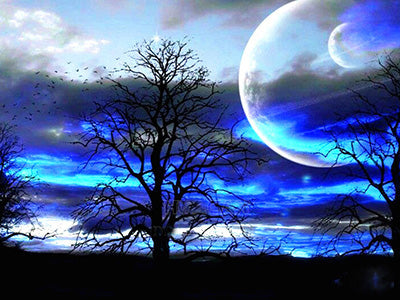 Moon &amp; Starry Sky Diamond Painting