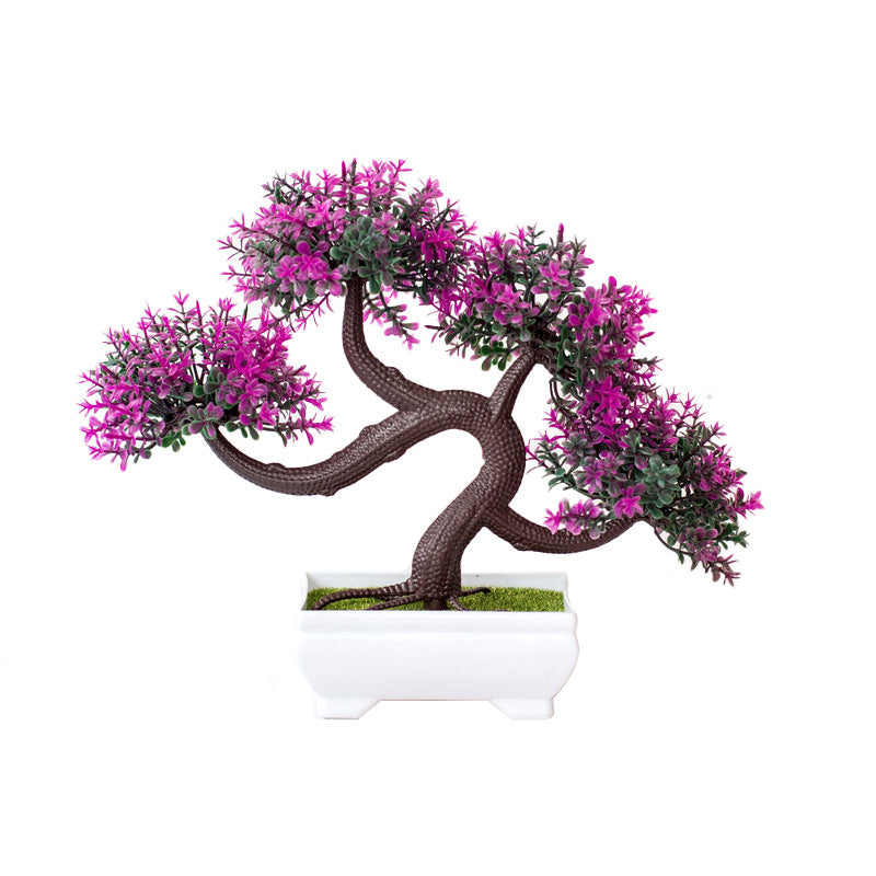 Artificial Silk Flower Potted Plant — Faux Bonsai in Vase