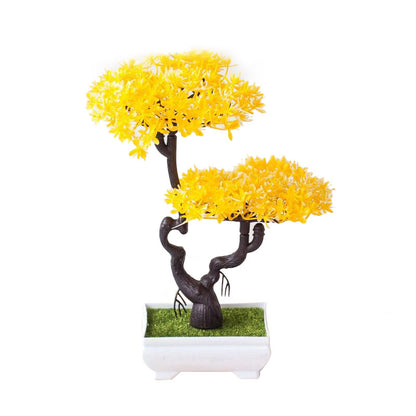 Artificial Silk Flower Potted Plant — Faux Bonsai in Vase