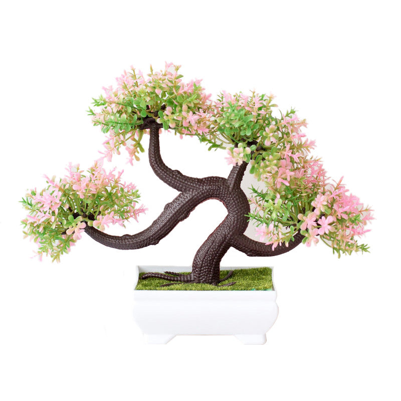 Artificial Silk Flower Potted Plant — Faux Bonsai in Vase