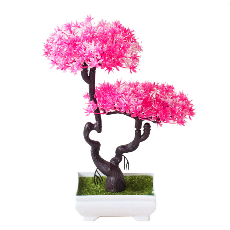 Artificial Silk Flower Potted Plant — Faux Bonsai in Vase