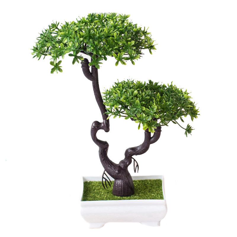Artificial Silk Flower Potted Plant — Faux Bonsai in Vase