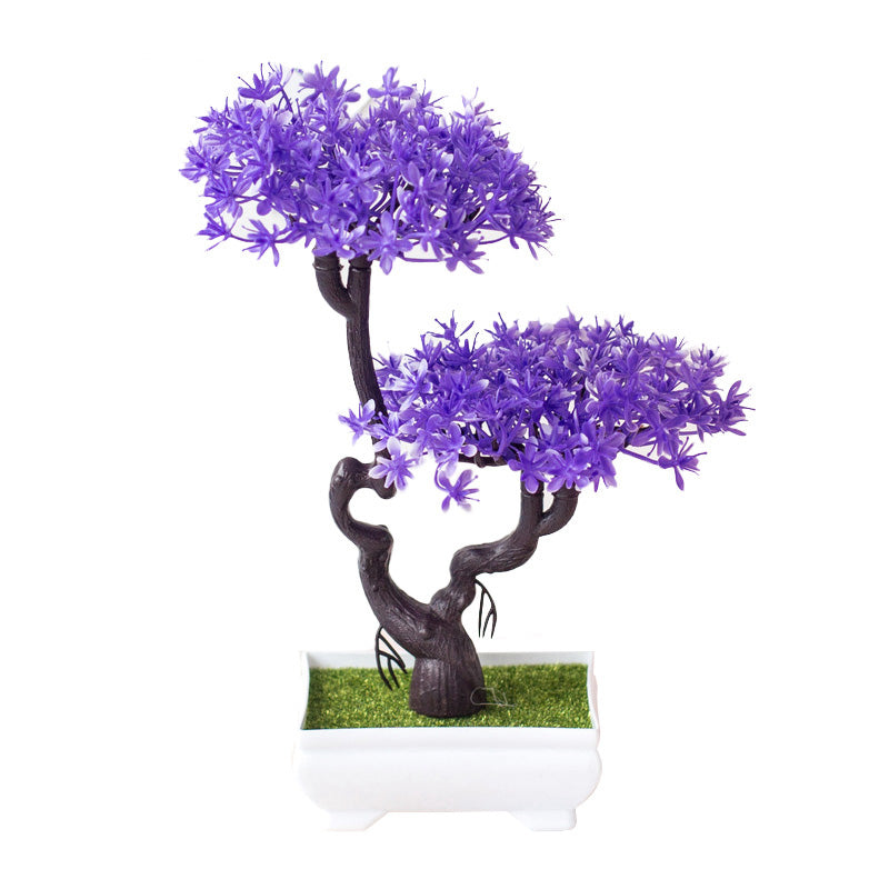 Artificial Silk Flower Potted Plant — Faux Bonsai in Vase