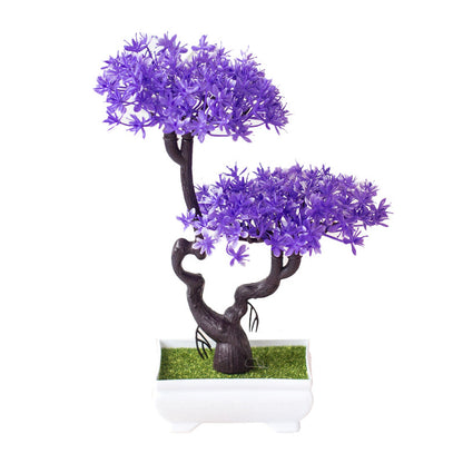 Artificial Silk Flower Potted Plant — Faux Bonsai in Vase