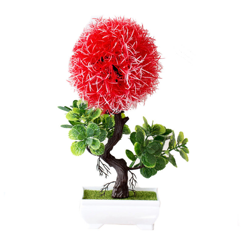 Artificial Silk Flower Potted Plant — Faux Bonsai in Vase