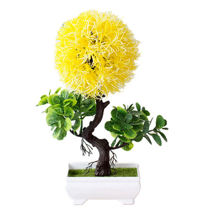 Artificial Silk Flower Potted Plant — Faux Bonsai in Vase