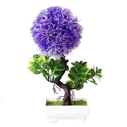 Artificial Silk Flower Potted Plant — Faux Bonsai in Vase
