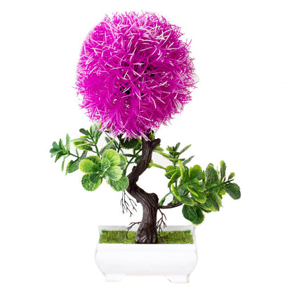 Artificial Silk Flower Potted Plant — Faux Bonsai in Vase