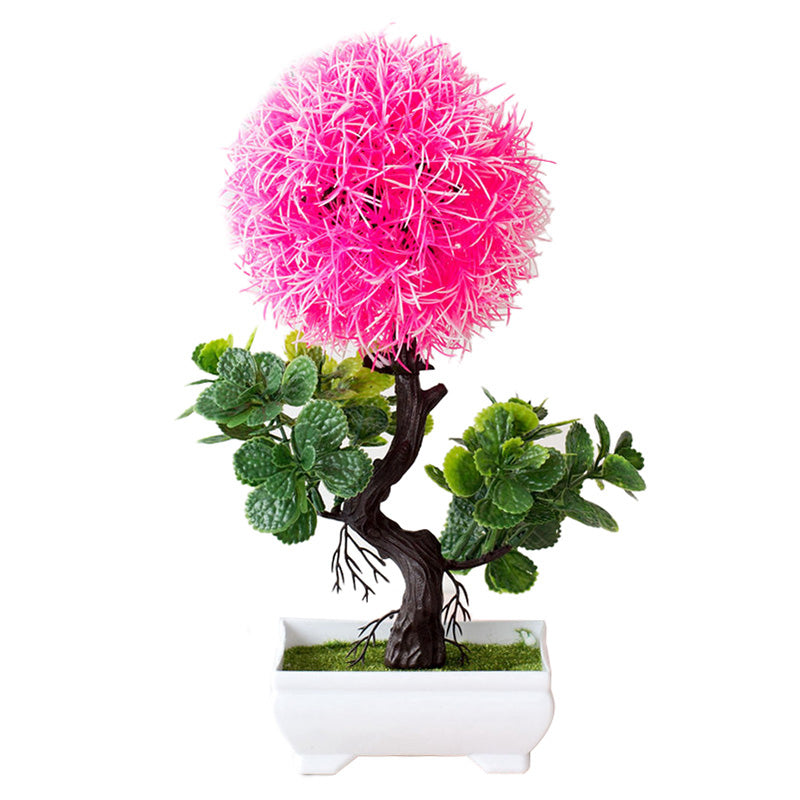 Artificial Silk Flower Potted Plant — Faux Bonsai in Vase