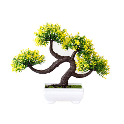Artificial Silk Flower Potted Plant — Faux Bonsai in Vase