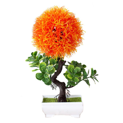 Artificial Silk Flower Potted Plant — Faux Bonsai in Vase