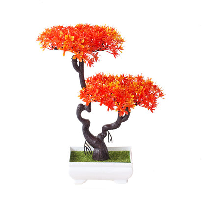 Artificial Silk Flower Potted Plant — Faux Bonsai in Vase