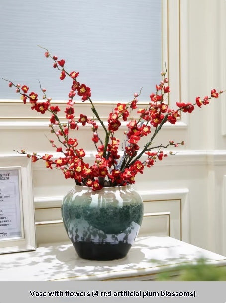 Ceramic Holly Vase with Artificial Floral Arrangement