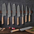 Damascus Kitchen Knife — 67-layer V-gold steel, 60 HRC, 12 styles + sets available — Azurra Shop