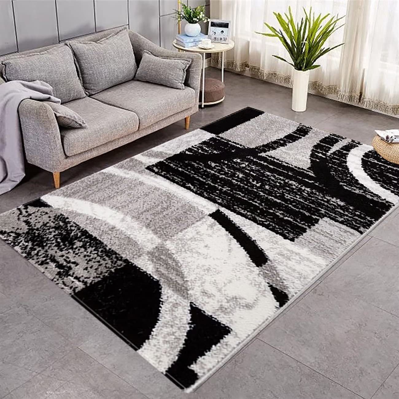 Wine Red Gray Geometric Carpet