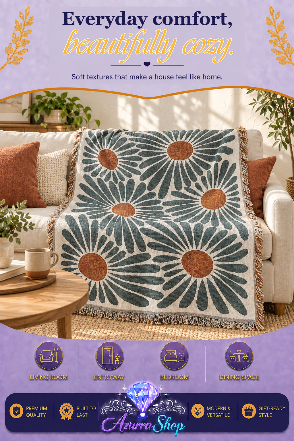 Daisy Fringe Throw Blanket