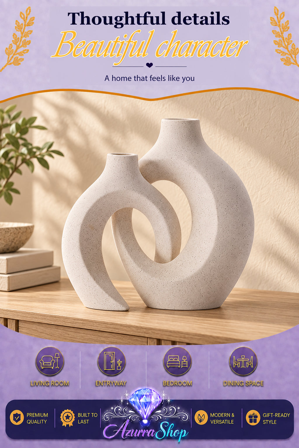 Entwined Ceramic Vase Duo, Set of 2entwined