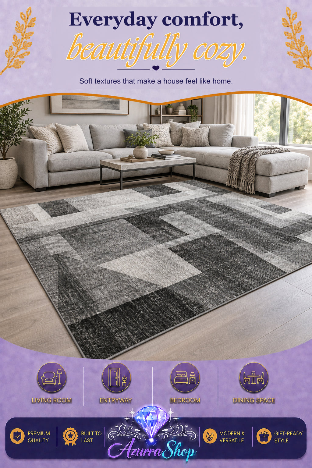 3D Light Luxury Style Floor Mat — Bedroom Bedside Carpet