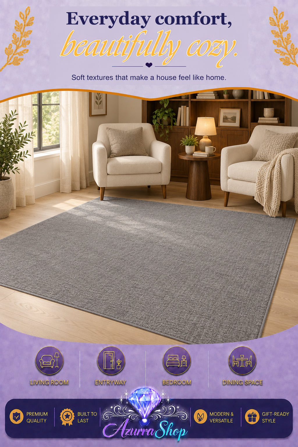 3D Light Luxury Style Floor Mat — Bedroom Bedside Carpet