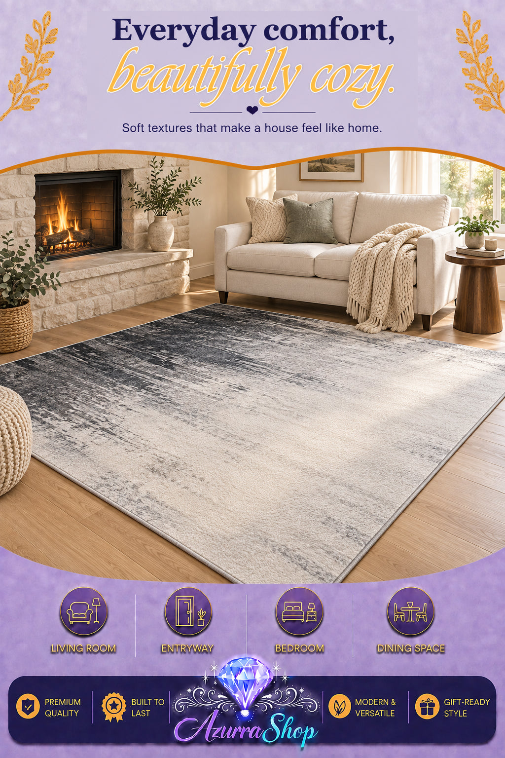 3D Light Luxury Style Floor Mat — Bedroom Bedside Carpet