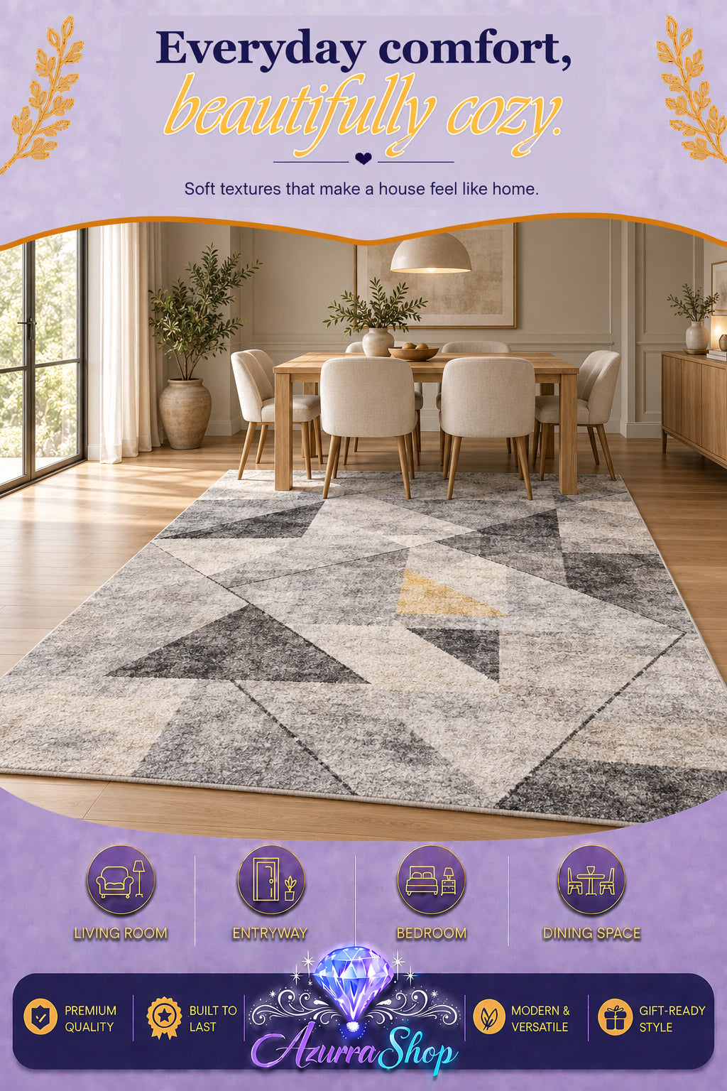 3D Light Luxury Style Floor Mat — Bedroom Bedside Carpet