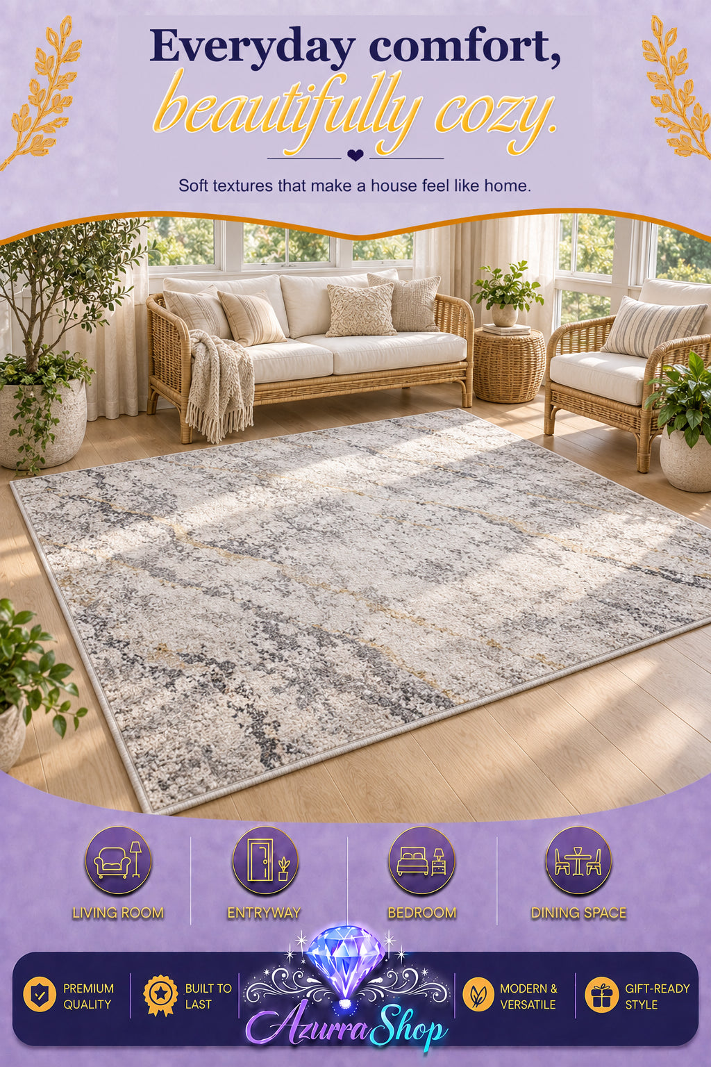 3D Light Luxury Style Floor Mat — Bedroom Bedside Carpet
