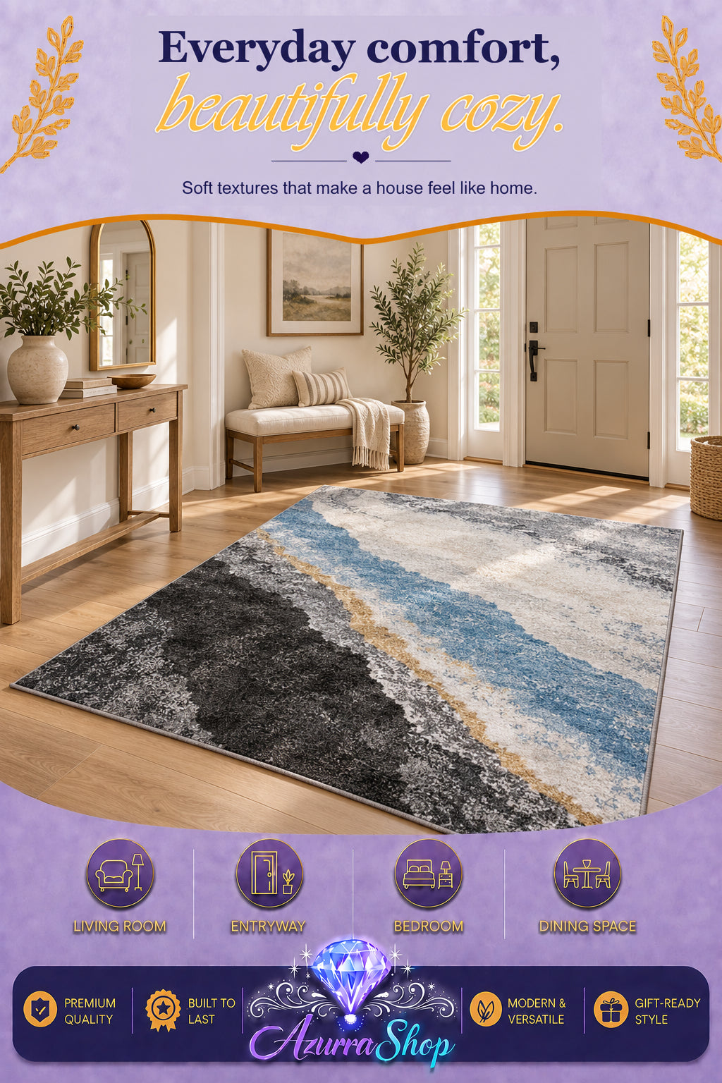 3D Light Luxury Style Floor Mat — Bedroom Bedside Carpet