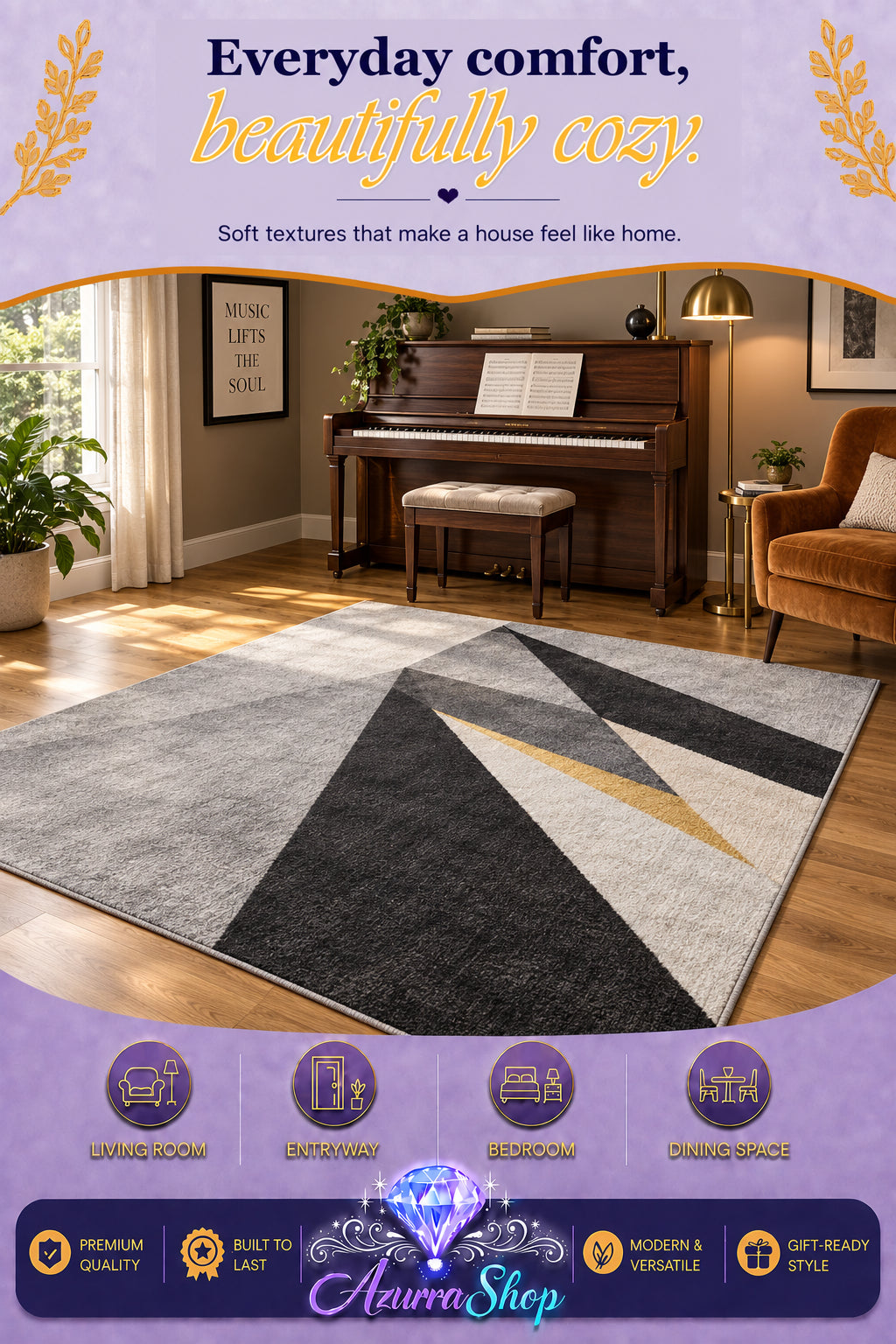 3D Light Luxury Style Floor Mat — Bedroom Bedside Carpet