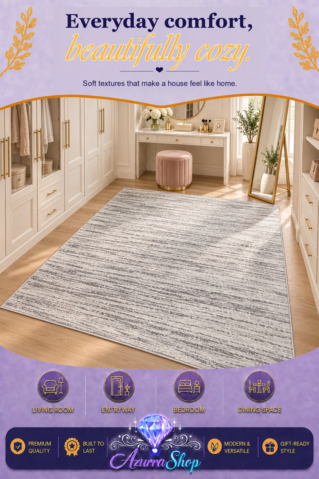 3D Light Luxury Style Floor Mat — Bedroom Bedside Carpet
