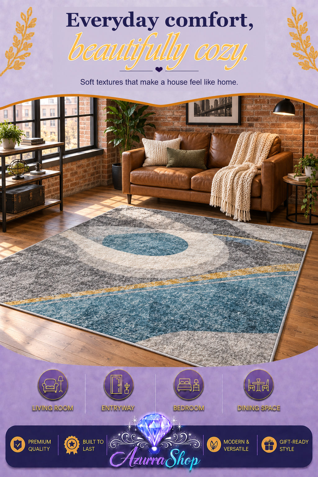 3D Light Luxury Style Floor Mat — Bedroom Bedside Carpet