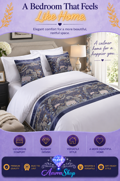 Chinese Classical Style Bed Runner &amp; Pillow Set