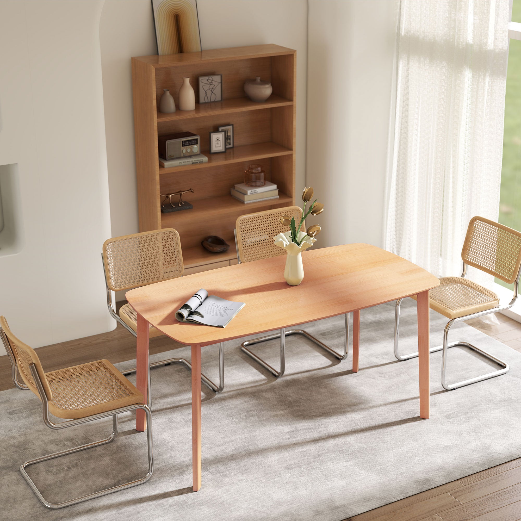 59" Pine Wood Rustic Dining Table for 6