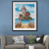 Coastal ocean island lighthouse diamond painting kit – framed coastal cottage wall art with white picket fence
