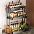 Black Punch-Free Kitchen Seasoning Rack — plastic, 3-4 tiers, chopstick barrel, chopping board & pot lid holder, 4 styles — Azurra Shop