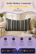 Black and white houndstooth-patterned lumbar pillow resting on a beige sofa