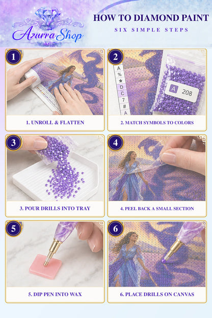 Diamond painting steps for She Casts a Dragon&