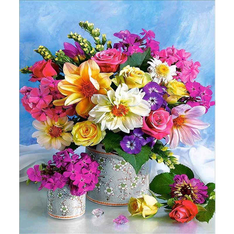Flower vase diamond painting kit – 12x16" vibrant floral bouquet botanical wall art by Azurra Shop