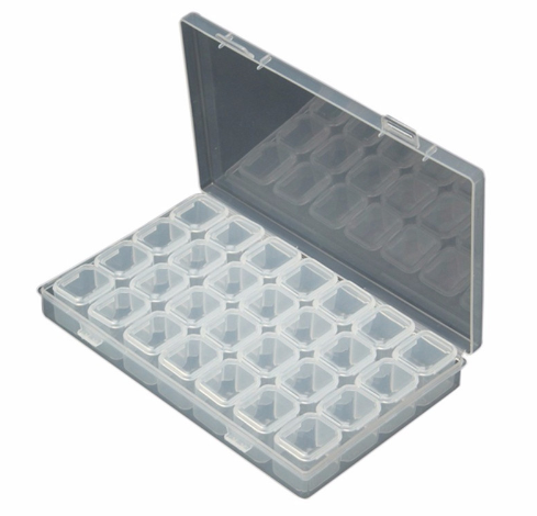 Diamond painting 28-grid storage organizer box – clear transparent plastic, 6.85x4.06" by Azurra Shop