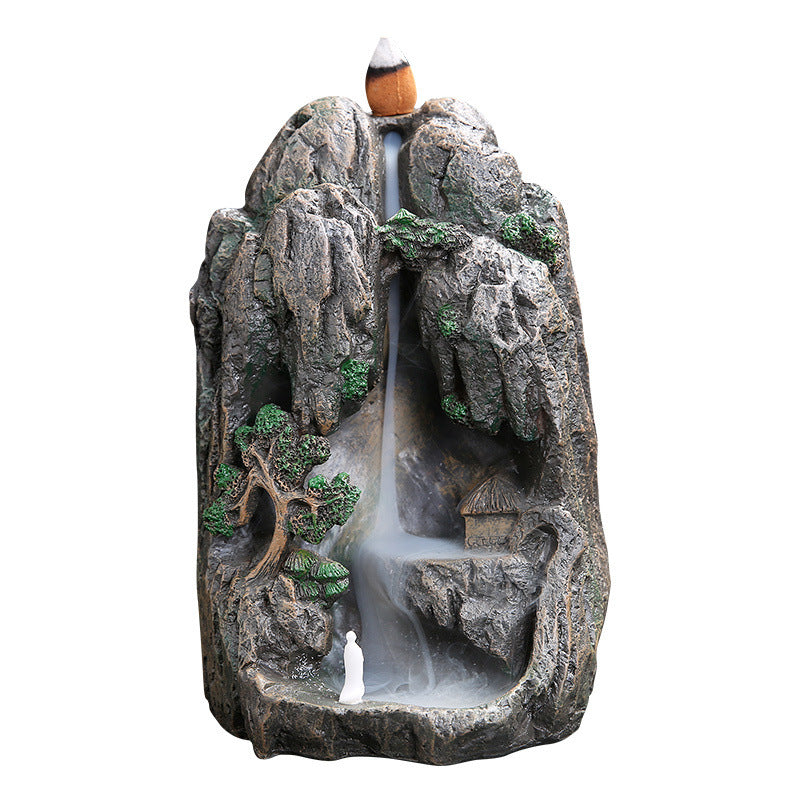 Tower Piece: > Indoor Backflow Incense Burner Tower — 3 nature designs, reverse flow smoke waterfall effect, 0.73 lbs, Zen home decor — Azurra Shop