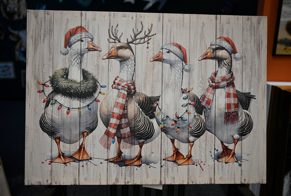 Framed Vintage Duck Watercolor Wall Art — 20x28"
