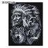 Indian feathers and black wolves diamond painting kit – 8x10" to 24x32" Native American wildlife art by Azurra Shop