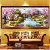 Cozy cottage diamond painting kit – panoramic sizes up to 79x31" countryside landscape wall art by Azurra Shop