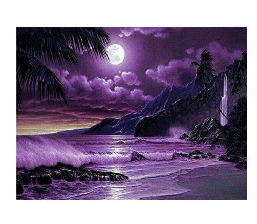 Moon landscape and tree diamond painting kit – 8x12" to 20x28" round or square drill 5 designs celestial nature wall art by Azurra Shop