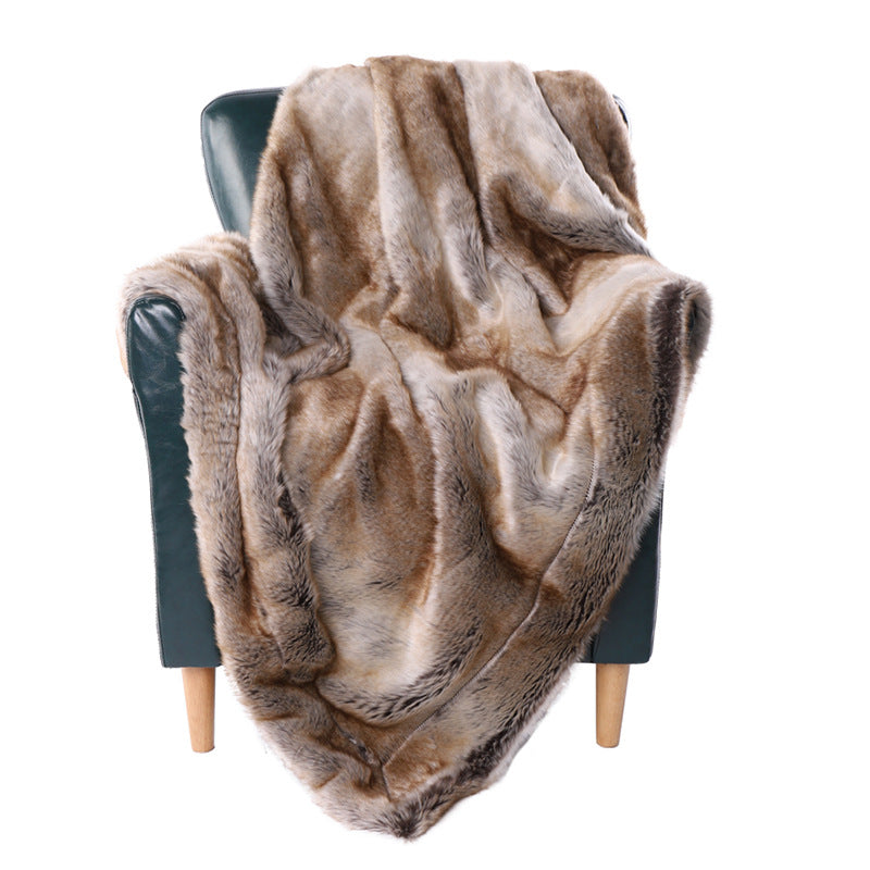 Luxury Faux Fur Throw Blanket — brown polyester faux fur, European style, 50x60" or 59x79" — Azurra Shop