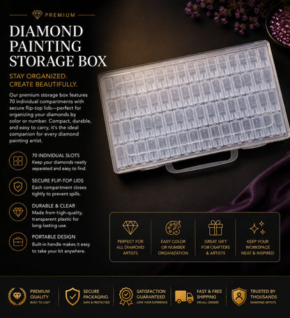 Clear diamond painting storage box with individual compartments