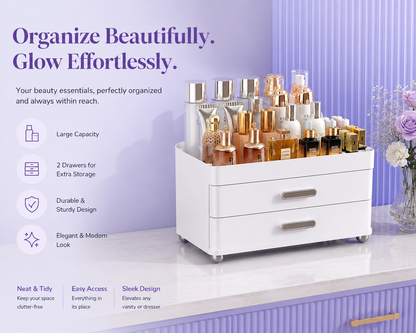 Makeup Organizer with Drawers — 4-Tier Vanity &amp; Skincare Storage