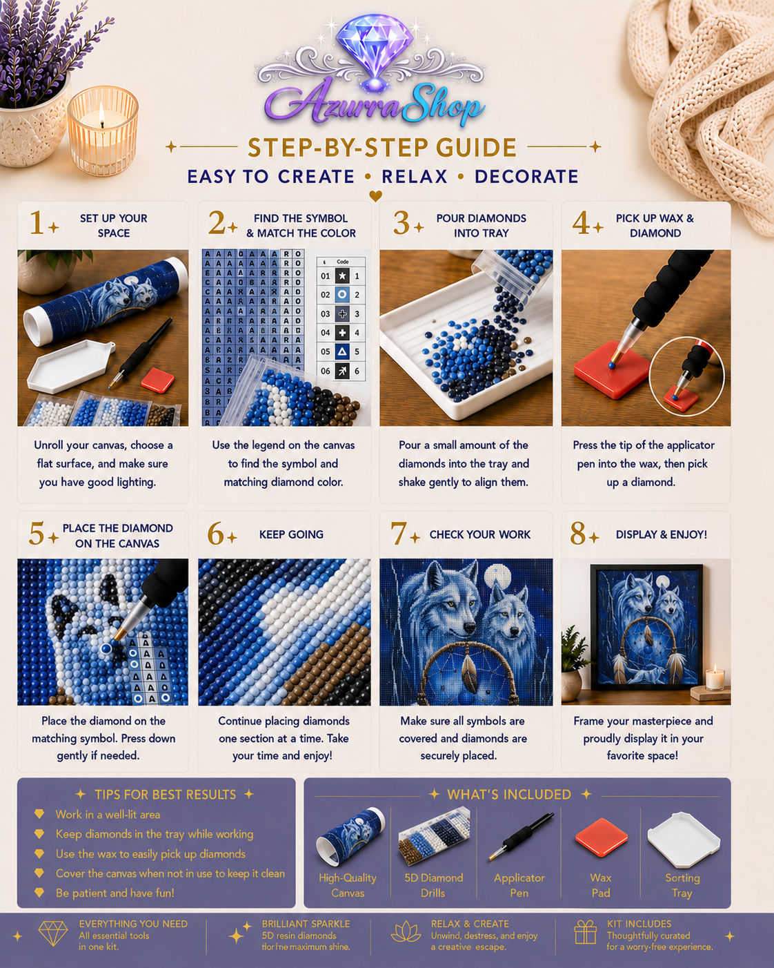 Two Wolves Cobalt Night Diamond Painting Kit