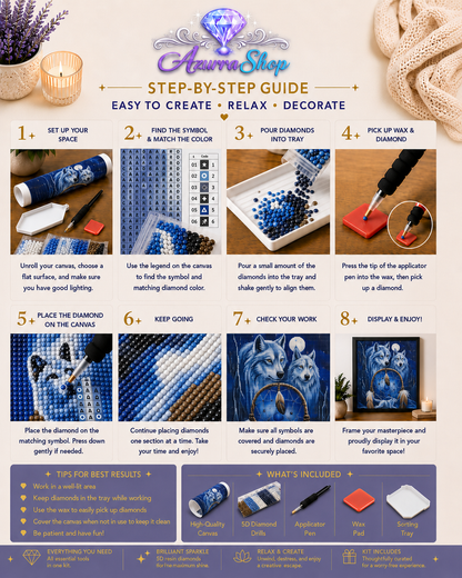 Two Wolves Cobalt Night Diamond Painting Kit