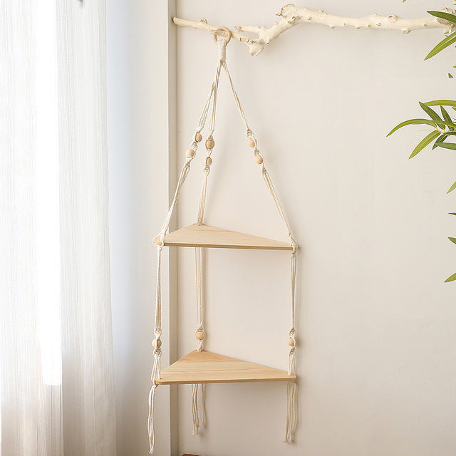 Macrame Wall Shelf — Boho Floating Shelf
